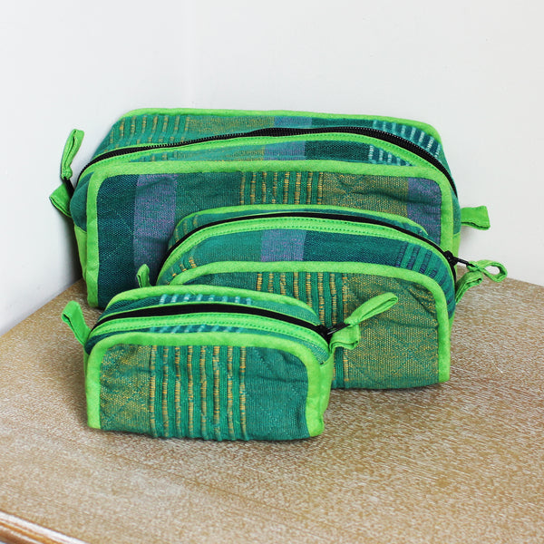 Barefoot handwoven cosmetic bags, set of three - 8 colours