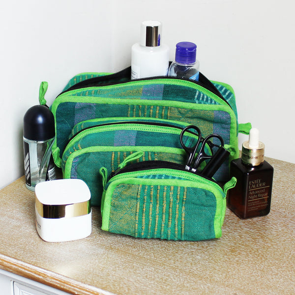 Barefoot handwoven cosmetic bags, set of three - 8 colours