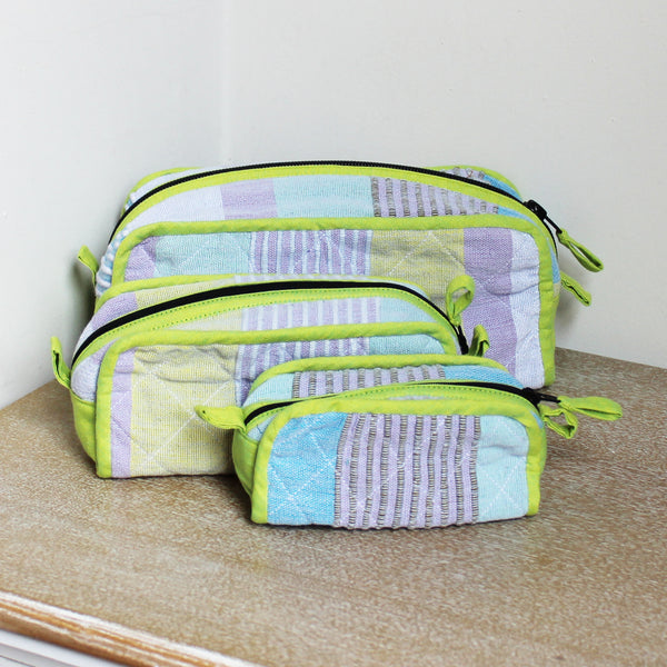 Barefoot handwoven cosmetic bags, set of three - 8 colours