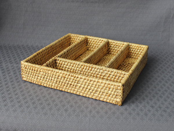 Cane cutlery tray