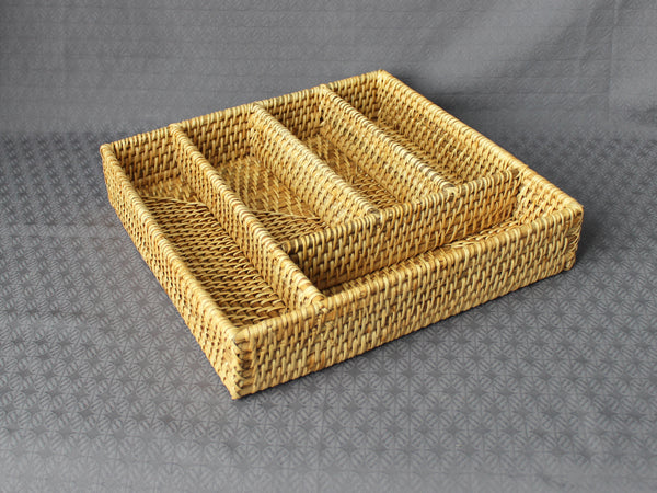 Cane cutlery tray