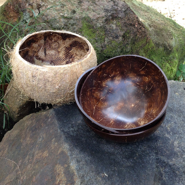 Coconut shell bowls - smooth; 3 sizes