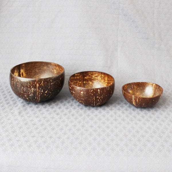 Coconut shell bowls - smooth; 3 sizes