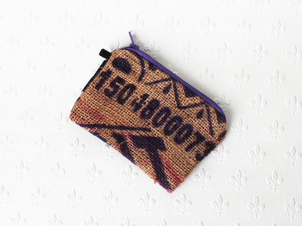 Hessian / jute / burlap coin purse; upcycled sack - 5 colours