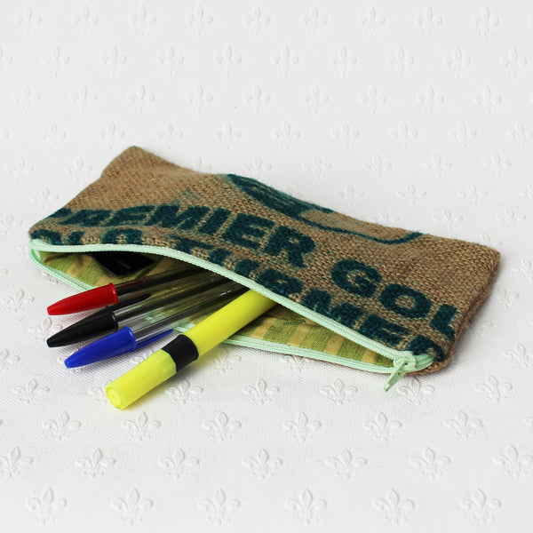 Hessian / jute / burlap pencil case; upcycled sack - 6 designs