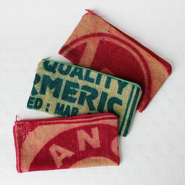 Hessian / jute / burlap pencil case; upcycled sack - 6 designs