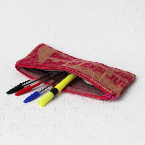 Hessian / jute / burlap pencil case; upcycled sack - 6 designs