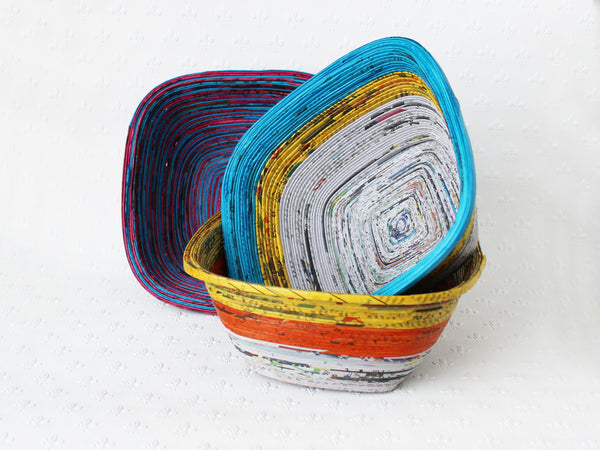 Newspaper bowl - Square, Medium; 8 colours