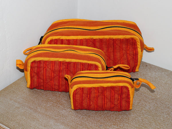 Barefoot handwoven cosmetic bags, set of three - 8 colours