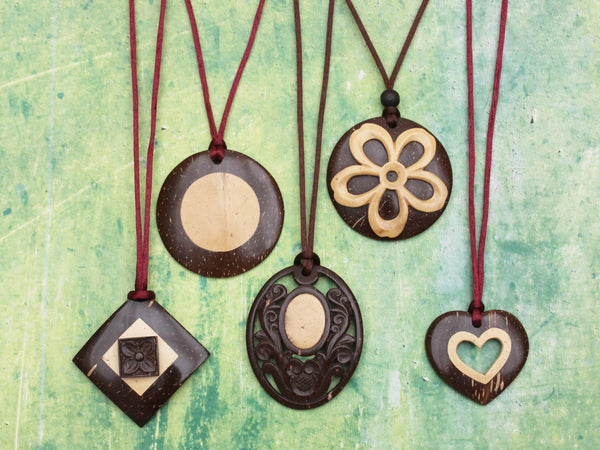 Coconut shell pendants - 9 designs
