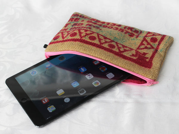 Hessian / jute / burlap pouch; upcycled sack - 5 colours