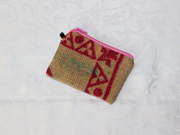 Hessian / jute / burlap coin purse; upcycled sack - 5 colours