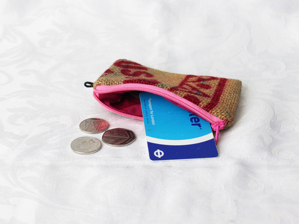 Hessian / jute / burlap coin purse; upcycled sack - 5 colours