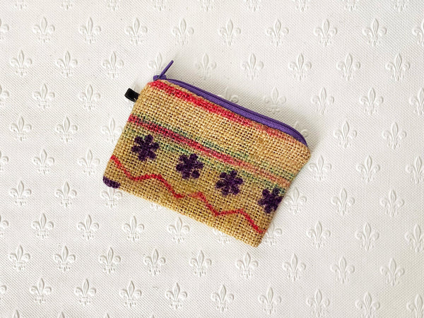 Hessian / jute / burlap coin purse; upcycled sack - 5 colours