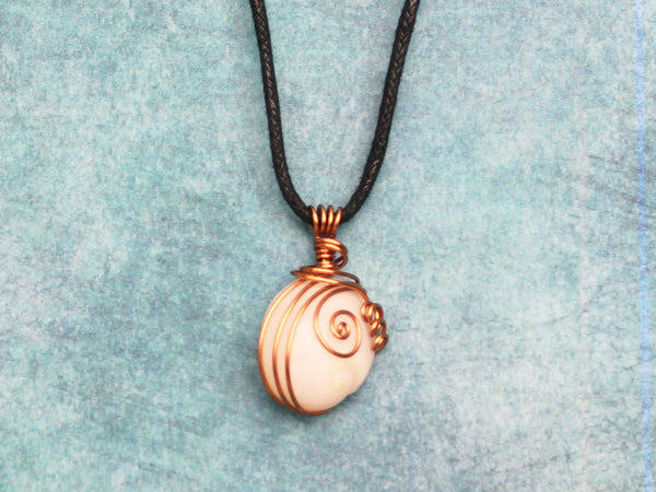 Seashell pendants; wire-wrapped - 4 designs