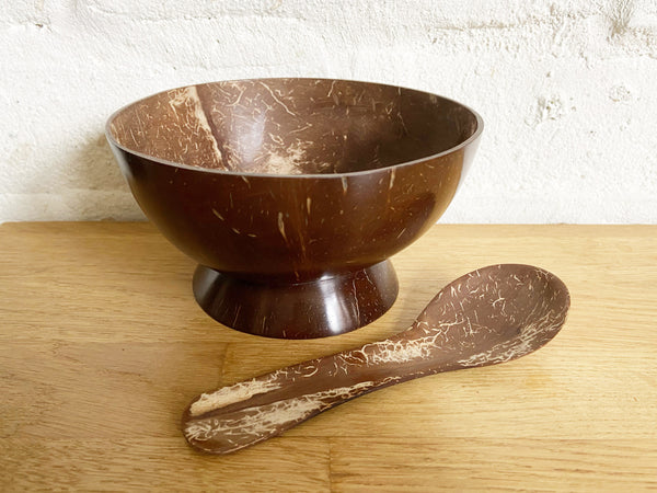 Coconut shell serving bowl & spoon