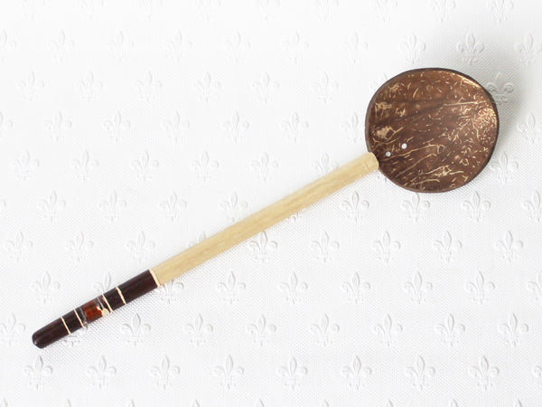 Coconut shell spoons, large; slim lacquered handles - 5 colours