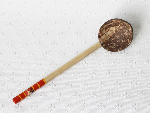 Coconut shell spoons, large; slim lacquered handles - 5 colours