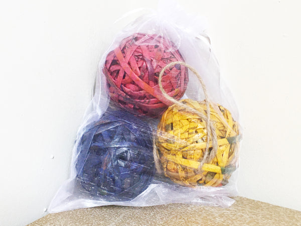 Newspaper ornaments, large; pack of 3 - five colourways