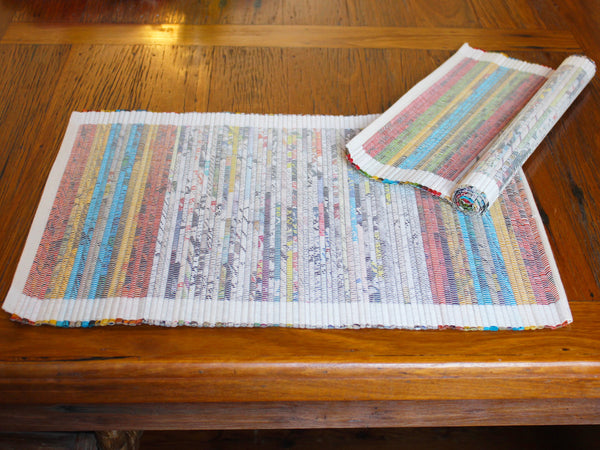Newspaper and cotton woven placemats