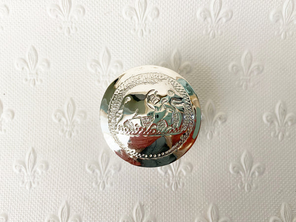 Pill box - embossed silver plate