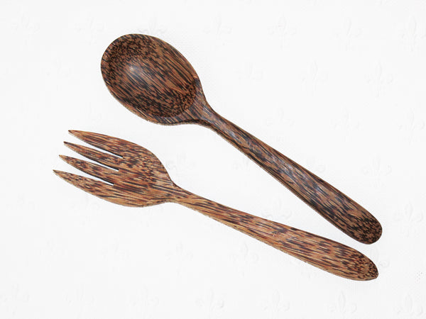 Coconut wood spoon and fork set
