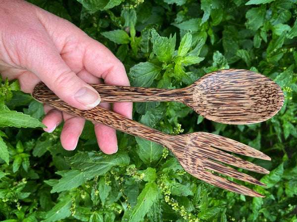 Coconut wood spoon and fork set