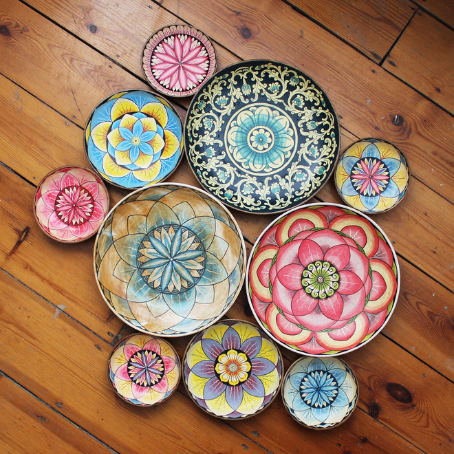 Decorative painted wooden plates