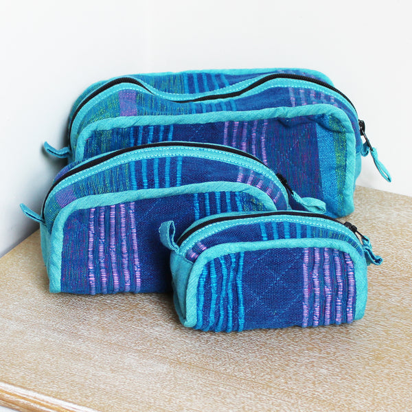 Barefoot handwoven cosmetic bags, set of three - 8 colours