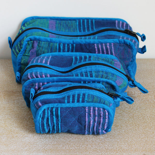 Barefoot handwoven cosmetic bags, set of three - 7 colours