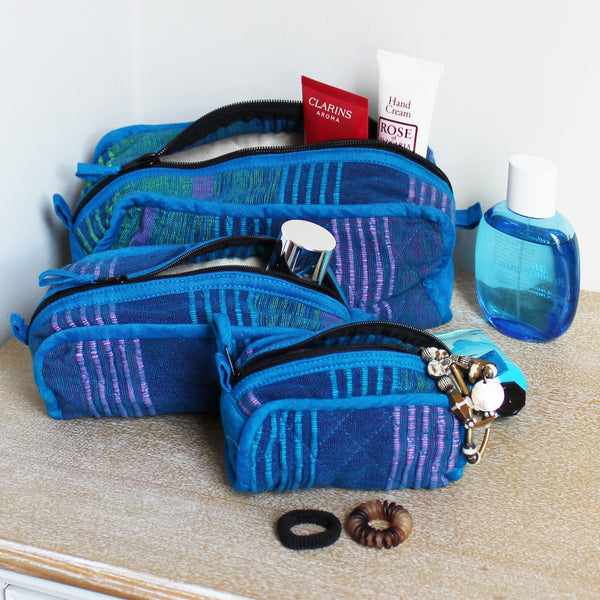 Barefoot handwoven cosmetic bags, set of three - 7 colours