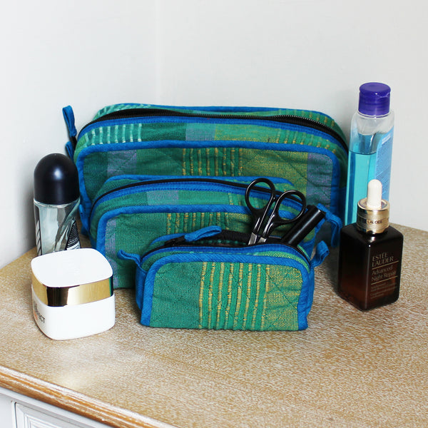 Barefoot handwoven cosmetic bags, set of three - 6 colours