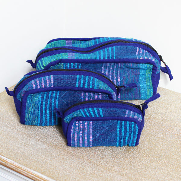 Barefoot handwoven cosmetic bags, set of three - 7 colours