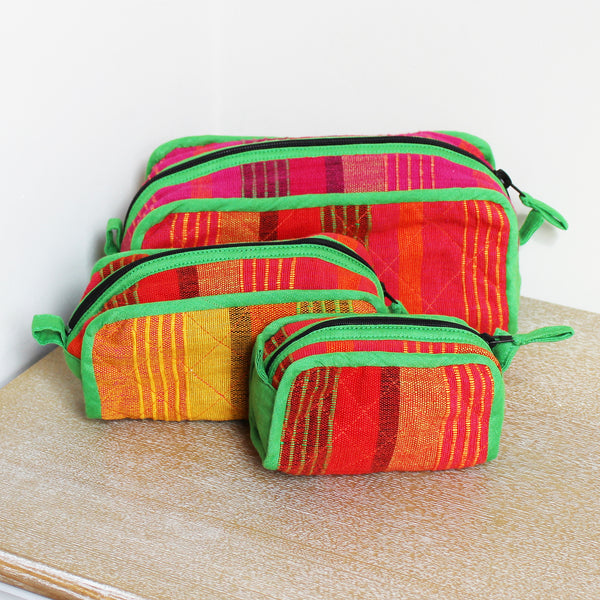 Barefoot handwoven cosmetic bags, set of three - 8 colours