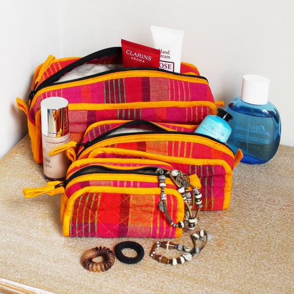Barefoot handwoven cosmetic bags, set of three - 7 colours
