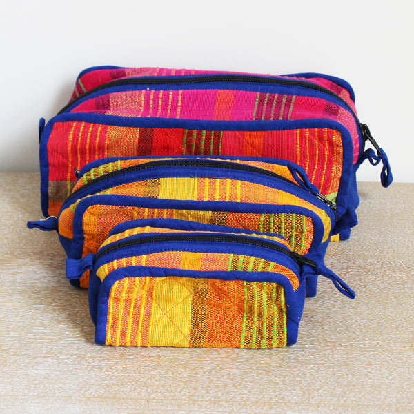 Barefoot handwoven cosmetic bags, set of three - 8 colours