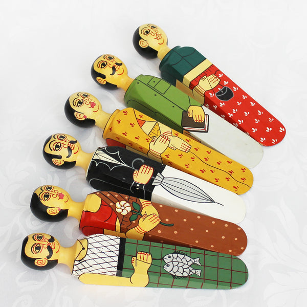 Character doorstops - hand-painted wood; 10 designs