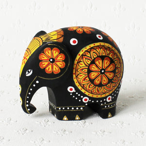 Elephant ornaments, hand-painted wood - 2 sizes, 5 colours