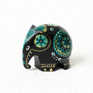 Elephant ornaments, hand-painted wood - 2 sizes, 5 colours
