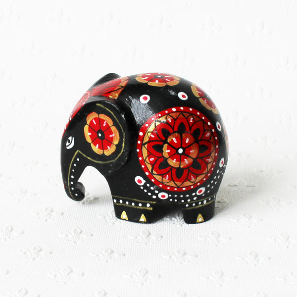 Elephant ornaments, hand-painted wood - 2 sizes, 5 colours