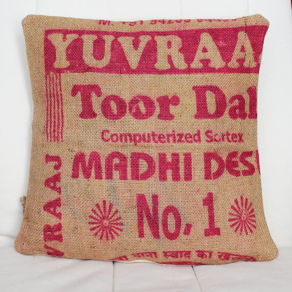 Hessian / jute / burlap cushion covers - upcycled sack; 8 designs