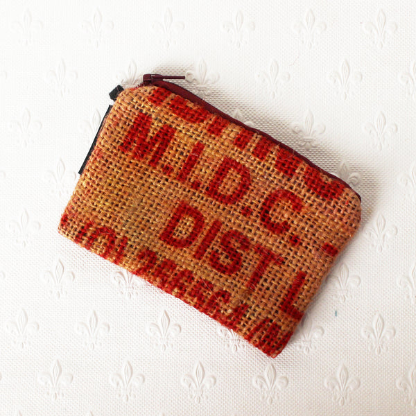 Hessian / jute / burlap coin purse; upcycled sack - 5 colours