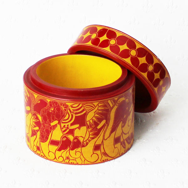 Lacquer pots - hand-etched; 4 colours