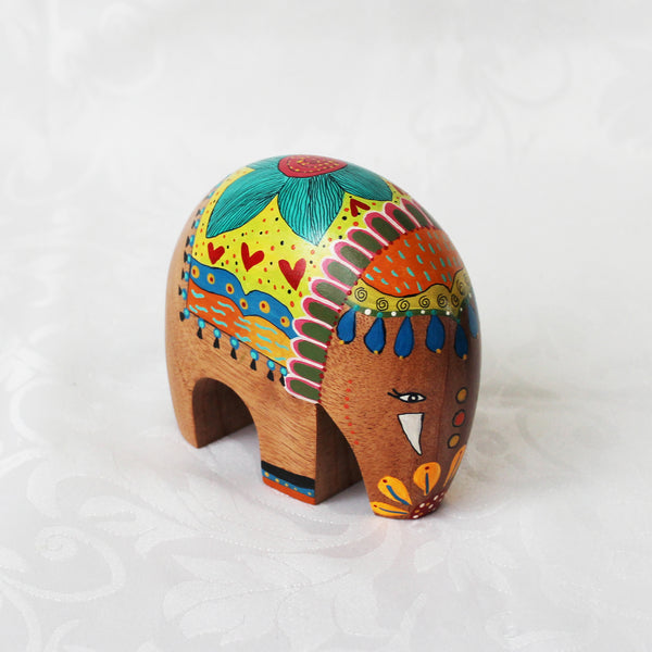 Hand painted wooden elephants - 2 sizes