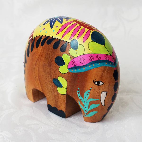 Hand painted wooden elephants - 2 sizes