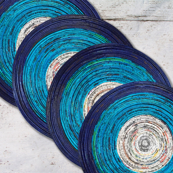 Newspaper table mat - Round, small; 8 colours