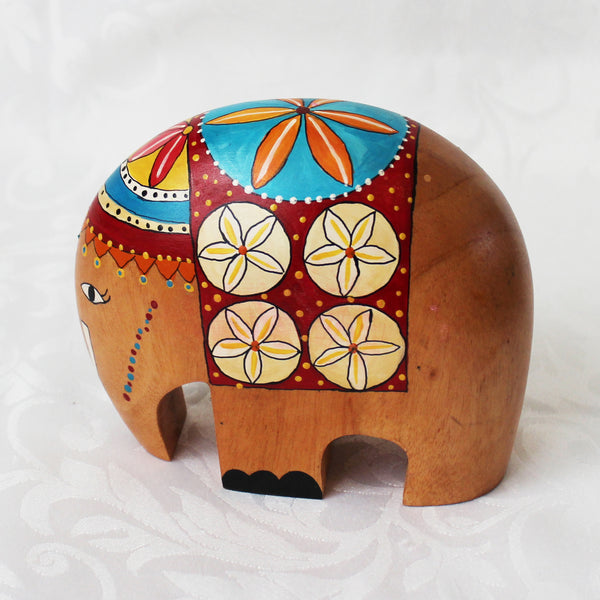 Hand painted wooden elephants - 2 sizes