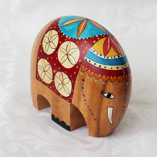 Hand painted wooden elephants - 2 sizes