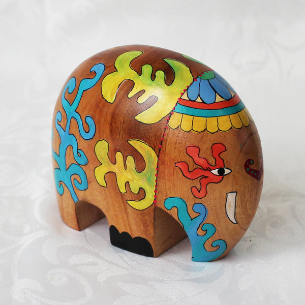 Hand painted wooden elephants - 2 sizes