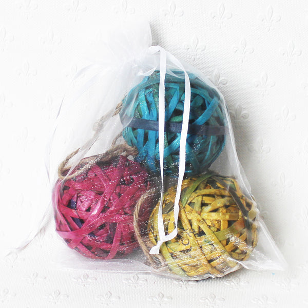 Newspaper ornaments, large; pack of 3 - five colourways